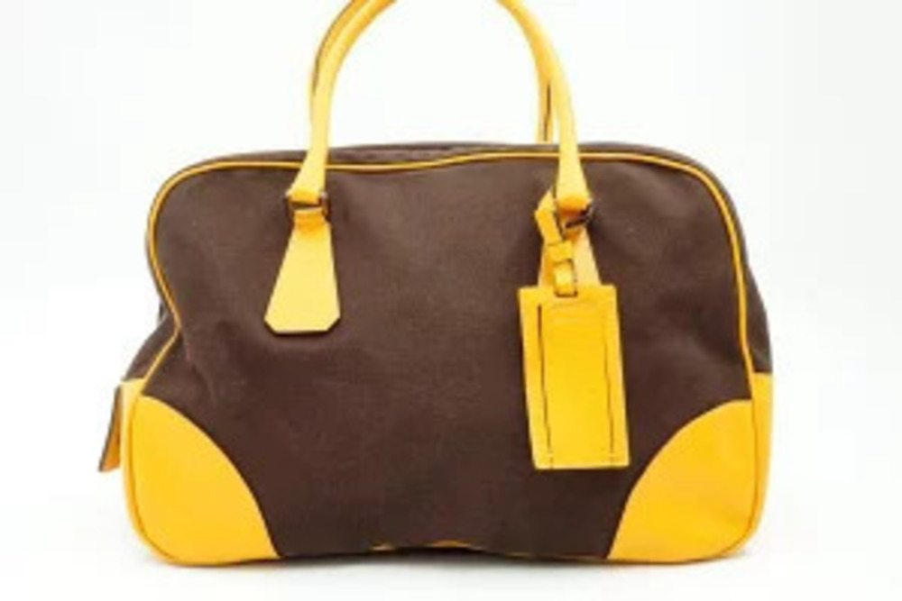 Prada Vitello Daino Leather Bowling 2Way Bag Brown